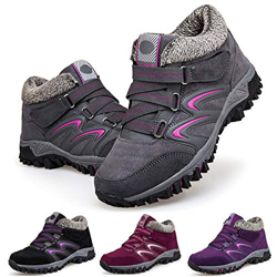 Camfosy Botas de Senderismo para Mujer, Botas Cortas de Invierno, Forro de Piel, Botas de Nieve cálidas, Botas de Ante con Cordones, para Exteriores,  precio