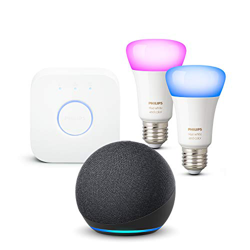 Nuevo Echo Dot (4.ª generación), Antracita + Philips Hue Bombilla Inteligente Starter Kit (2x E27), compatible con Alexa precio