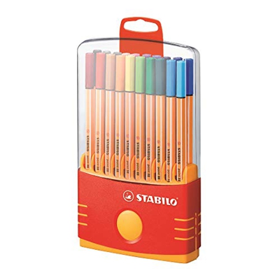 Rotulador punta fina STABILO point 88 - Estuche premium Colorparade con 20 colores