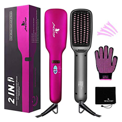 Cepillo Alisador de Pelo - Cepillo iónico para Alisar Cabello y Barba, Cepillo Térmico con tecnología de Alisado Rápido, Anti Encrespamiento, Control  características