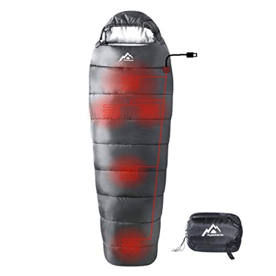  Mantuole Saco de dormir con calefacción, 5 unidades, soporte de alimentación USB, funciona con batería externa u otras fuentes de alimentación USB, 
