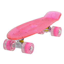 Land Surfer® Skateboard Cruiser Retro 56cm con Tabla Coloreada Transparente – cojinetes ABEC-7 – Ruedas Que se iluminan 59mm PU + Bolsa para el Transp precio