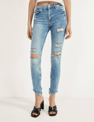 Bershka Jeans Skinny Mid Waist Mujer 36 Azul precio