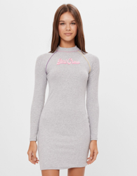 Bershka Vestido Ajustado Print Mujer M Gris en oferta