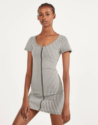 Bershka Vestido Vichy Cremallera Mujer S Negro precio