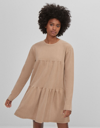 Bershka Vestido Babydoll Mujer S Camel precio