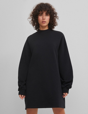 Bershka Sudadera Vestido Cuello Perkins Mujer S Negro