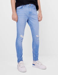 Bershka Jeans Super Skinny Fit Hombre 34 Azul características