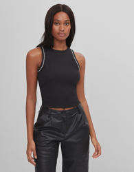 Bershka Top Tirantes Glitter Mujer Xs Negro en oferta