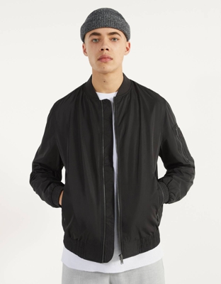 Bershka Cazadora Bomber Ligera Hombre M Negro