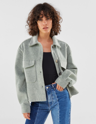 Bershka Sobrecamisa Bolsillos Mujer M-L Verde en oferta