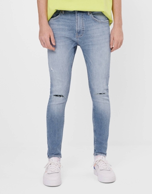 Bershka Jeans Super Skinny Fit Hombre 44 Azul Lavado