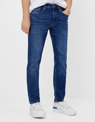 Bershka Jeans Slim Hombre 40 Azul