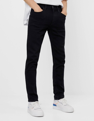 Bershka Jeans Slim Hombre 38 Negro