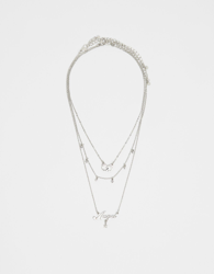 Bershka Collar Multicadena Abalorios Mujer Plata en oferta