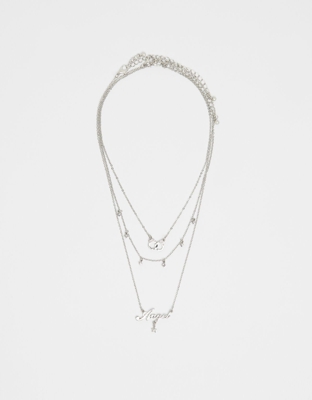 Bershka Collar Multicadena Abalorios Mujer Plata