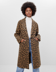 Bershka Abrigo Animal Print Mujer S Marrón precio