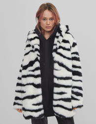 Bershka Abrigo Pelo Mujer Xs Blanco Roto precio