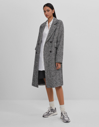 Bershka Abrigo Espiga Hombro Caído Mujer Xs Negro en oferta