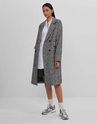 Bershka Abrigo Espiga Hombro Caído Mujer Xs Negro