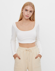 Bershka Camiseta Corset Mujer Xs Crudo en oferta