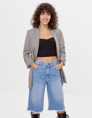 Bershka Blazer Con Manga Roll-Up Mujer L Crudo