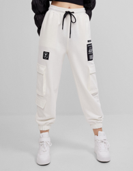 Bershka Pantalón Jogger Cargo Felpa Mujer S Crudo precio