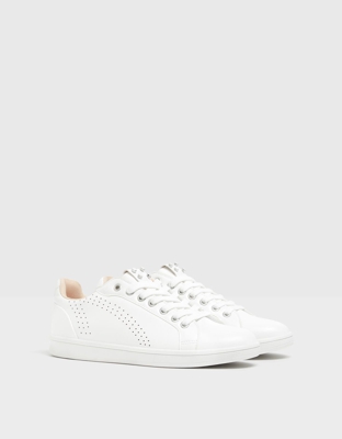 Bershka Zapatillas Detalle Picados Mujer 35 Blanco