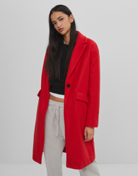 Bershka Abrigo Hombro Caído Mujer M Rojo precio