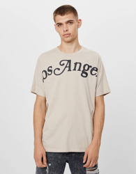 Bershka Camiseta Print La Hombre M Camel precio