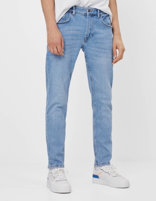 Bershka Jeans Slim Fit Hombre 46 Azul Lavado