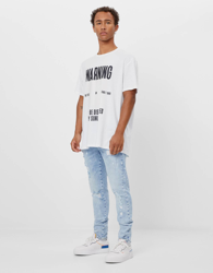 Bershka Jeans Skinny Pintura Hombre 34 Azul Claro en oferta