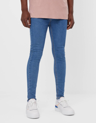 Bershka Jeans Super Skinny Hombre 34 Azul Lavado en oferta