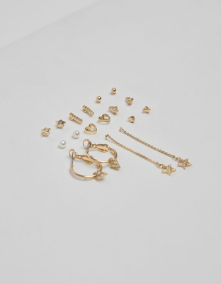Bershka Set Pendientes Minimal Mujer Oro