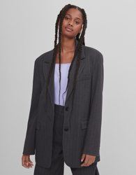 Bershka Blazer Oversize Rayas Mujer M Gris características