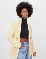 Bershka Blazer Corte Recto Mujer M Amarillo en oferta