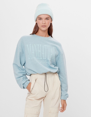 Bershka Sudadera Cropped Goma Mujer L Verde