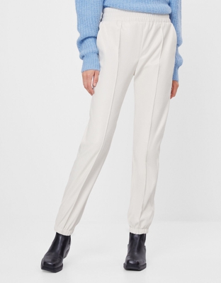 Bershka Pantalón Jogger Efecto Piel Mujer S Crudo