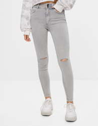 Bershka Pantalón Push Up Rotos Mujer 36 Gris precio