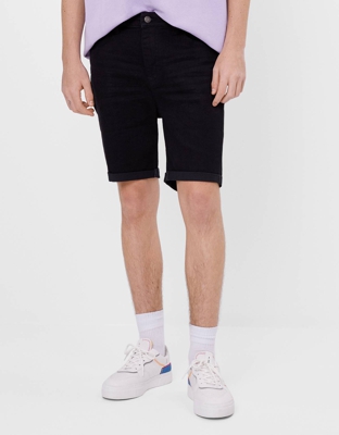 Bershka Bermuda Denim Super Skinny Fit Hombre 46 Negro