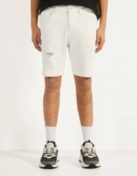 Bershka Bermuda Denim Skinny Fit Hombre 42 Blanco en oferta