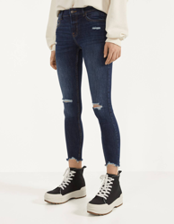 Bershka Jeans Skinny Low Waist Mujer 34 Marino características