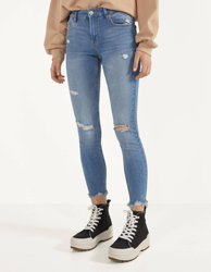 Bershka Jeans Skinny Low Waist Mujer 34 Azul Lavado en oferta