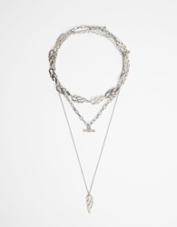 Bershka Collar Muticadena Llamas Mujer Plata en oferta