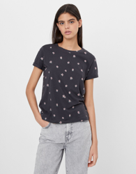 Bershka Camiseta Con Manga Corta Mujer M Lima en oferta