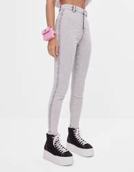 Bershka Pantalón Jegging High Waist Mujer 34 Gris características