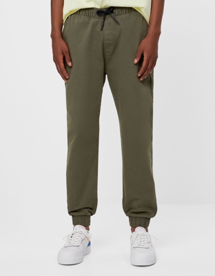 Bershka Pantalón Jogger Slim Fit Hombre M Kaki