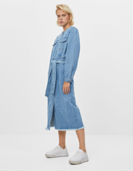 Bershka Vestido Con Botones Mujer M Azul Lavado características