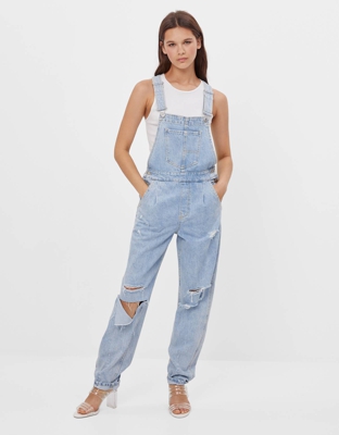 Bershka Peto Largo Denim Mujer Xs Azul Lavado