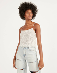 Bershka Top Bordado Lentejuelas Mujer M Crudo en oferta